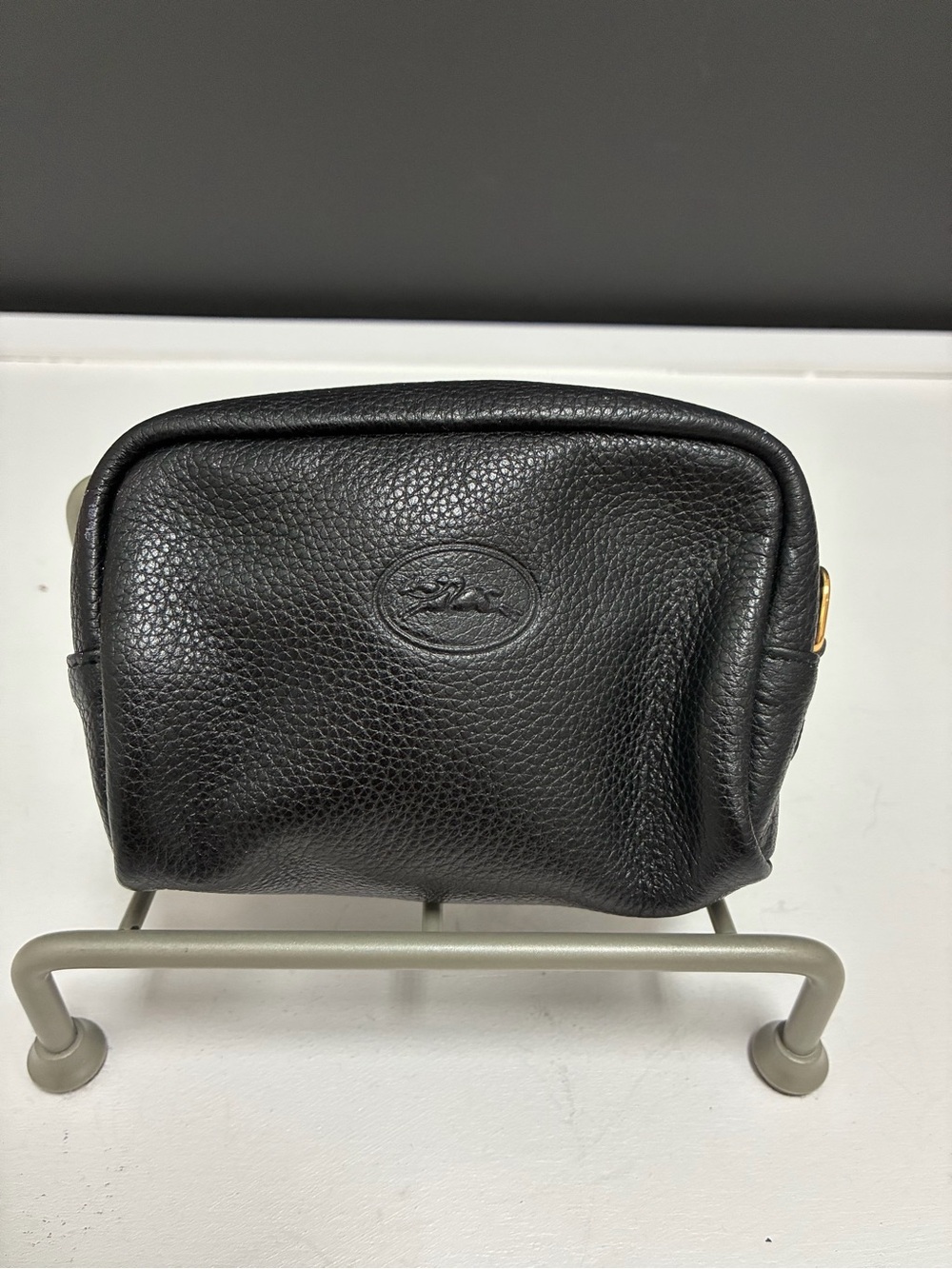 Longchamp Black Pebbled Leather Pouch